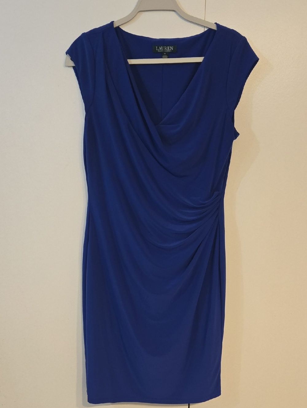 Lauren Ralph Lauren Cobalt Draped Midi Dress